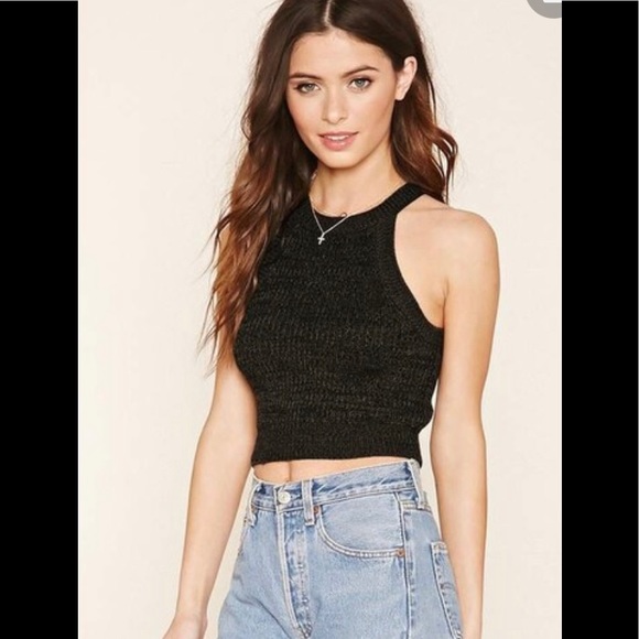 NEW Forever 21 Women’s Marled Knit Cami Top Black M - Picture 1 of 3